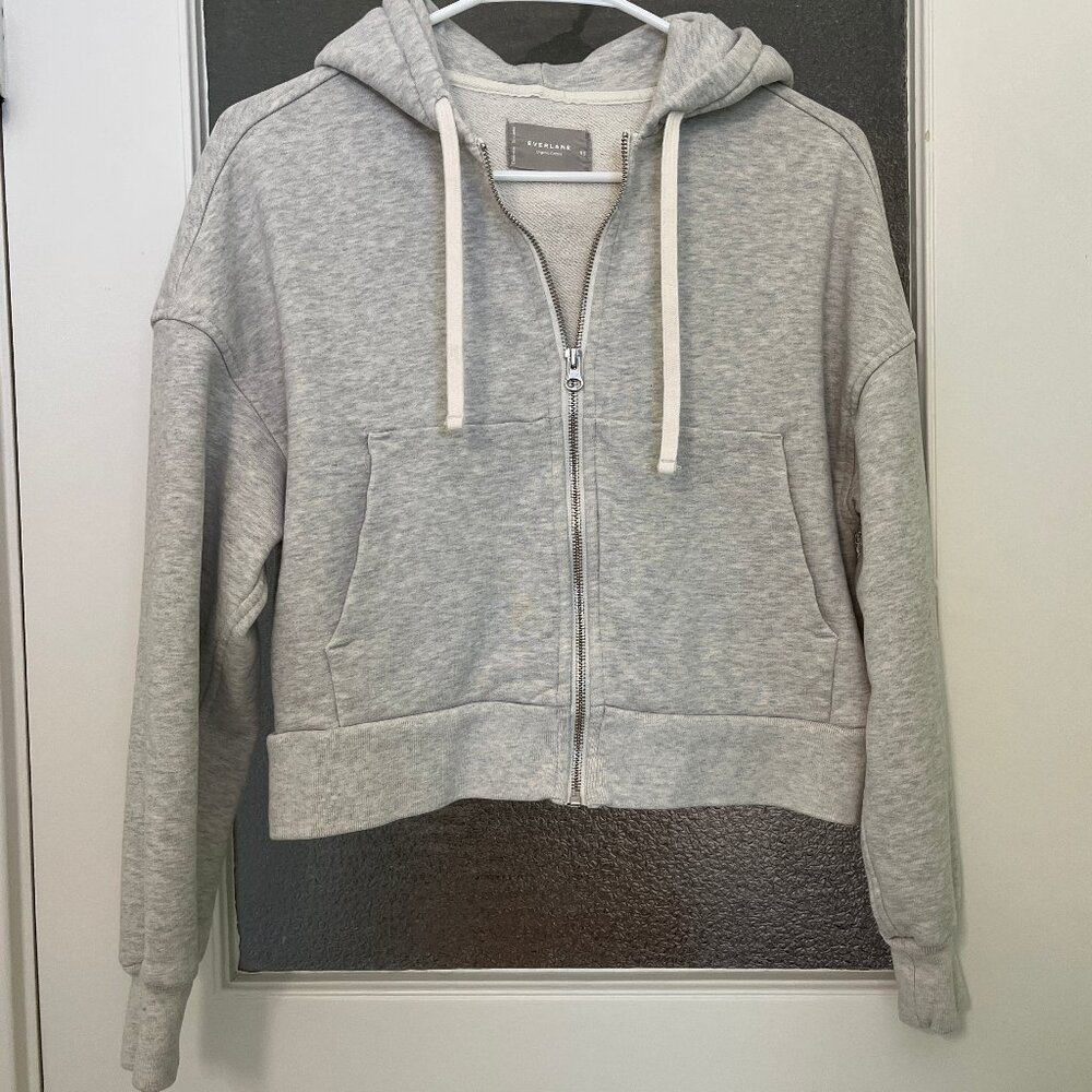 Everlane The Track Organic Cotton Hoodie in Light Heather Grey, Size XS